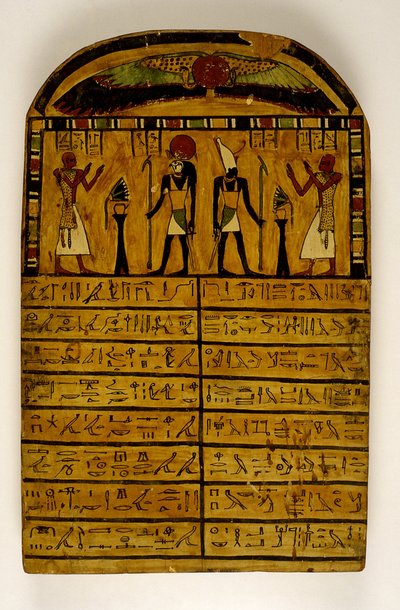 Funerary Stele of the Priest Hor, Depicted Presenting Offerings to Two Manifestations of the Sun God by Unbekannt Unbekannt